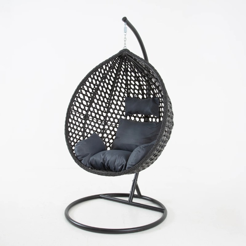 Bella Black Hanging Swing Pod Egg Chair - Large & Deep Grey Cushions – LauraAshley