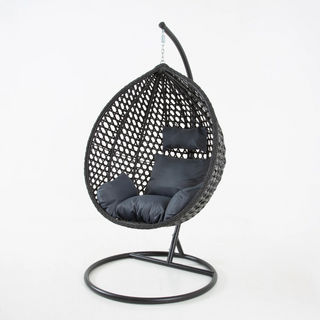 Bella Black Hanging Swing Pod Egg Chair - Large & Deep Grey Cushions – LauraAshley