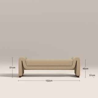 Bennett Bench | Speckled Laura Ashley Latte Boucle &amp; Walnut
