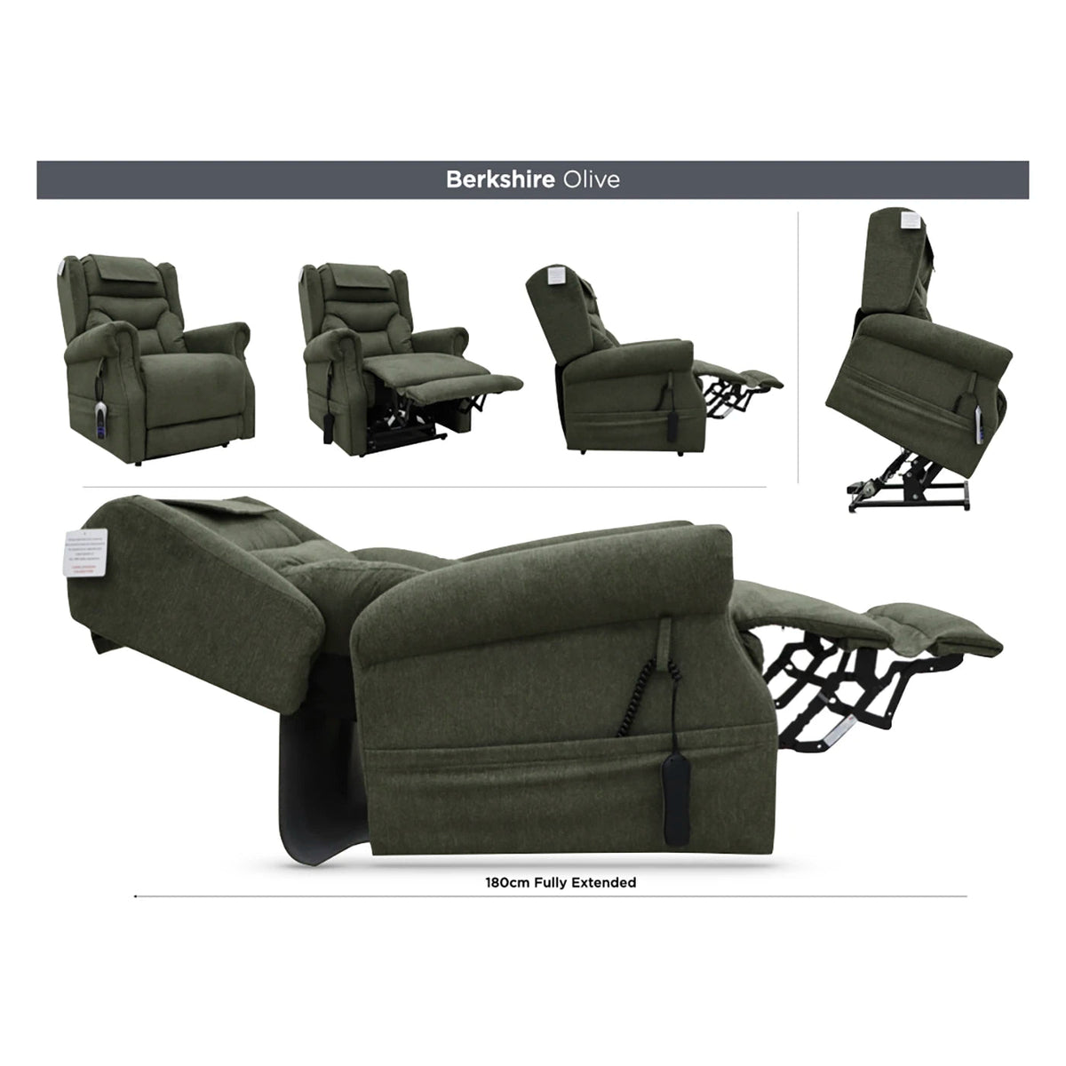 Berkshire Olive Dual or Quad Laura Ashley Motor Lift & Tilt Recliner Chair