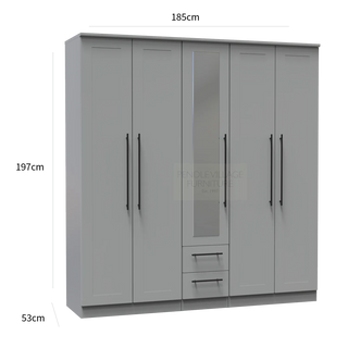 Beverly 5 Door Wardrobe with Mirror & Drawers – Laura & Ashley
