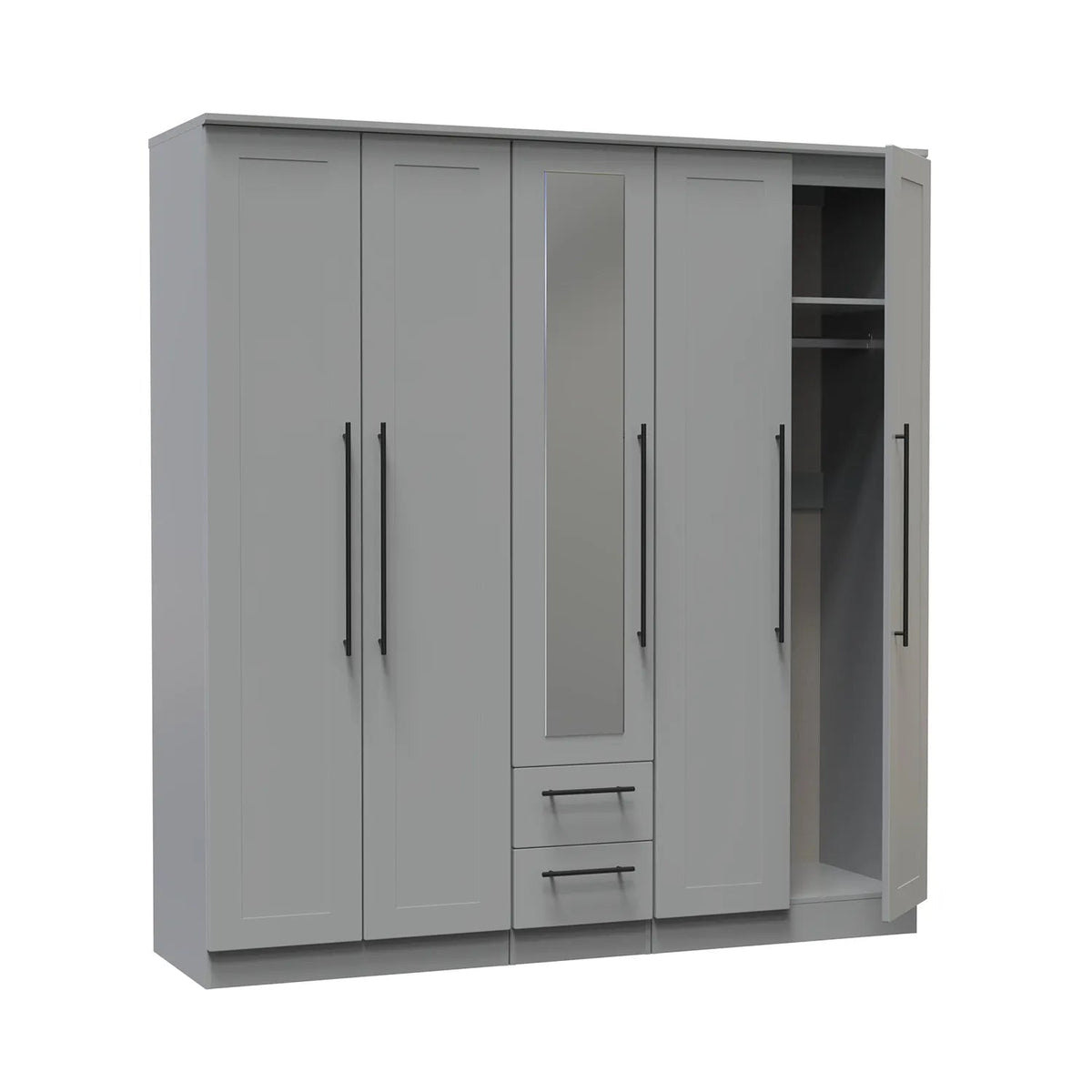 Beverly 5 Door Wardrobe with Mirror & Drawers – Laura & Ashley