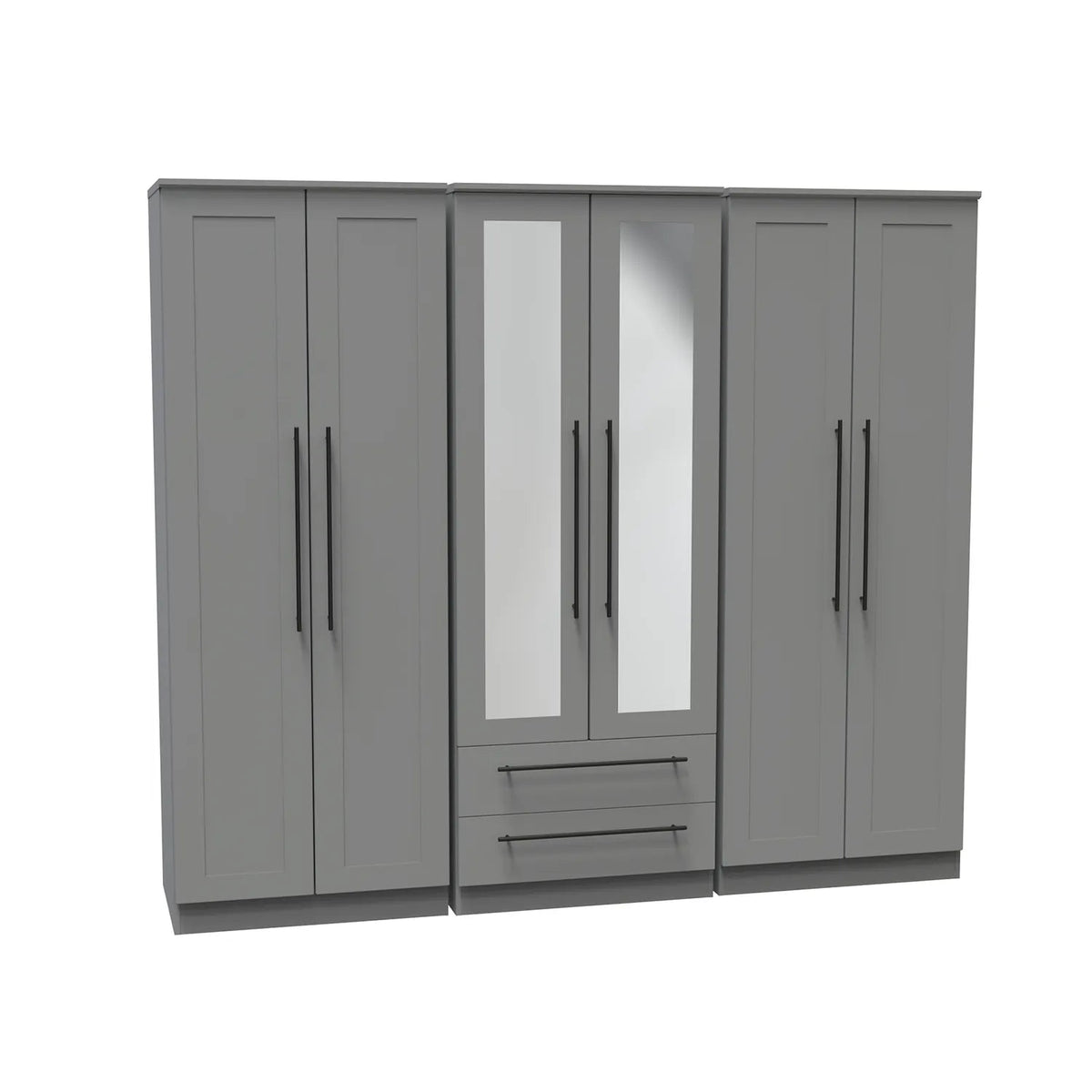 Beverly 6 Door Wardrobe with Mirror &amp; Drawers – Laura Ashley