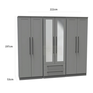 Beverly 6 Door Wardrobe with Mirror &amp; Drawers – Laura Ashley