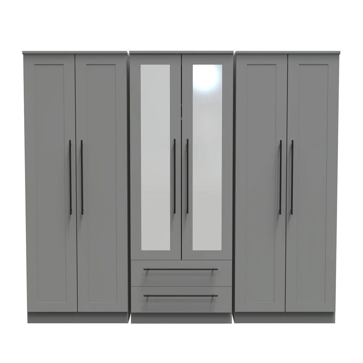 Beverly 6 Door Wardrobe with Mirror &amp; Drawers – Laura Ashley