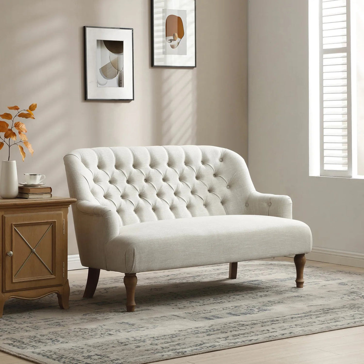 Bia Traditional Cream Linen LauraAshley Fabric 2 Seater Sofa