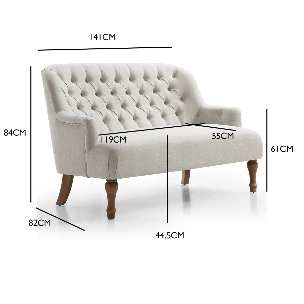 Bia Traditional Cream Linen LauraAshley Fabric 2 Seater Sofa