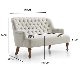 Bia Traditional Cream Linen LauraAshley Fabric 2 Seater Sofa