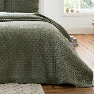 Bianca Attica Velvet Laura Ashley UK Bedspread - Green
