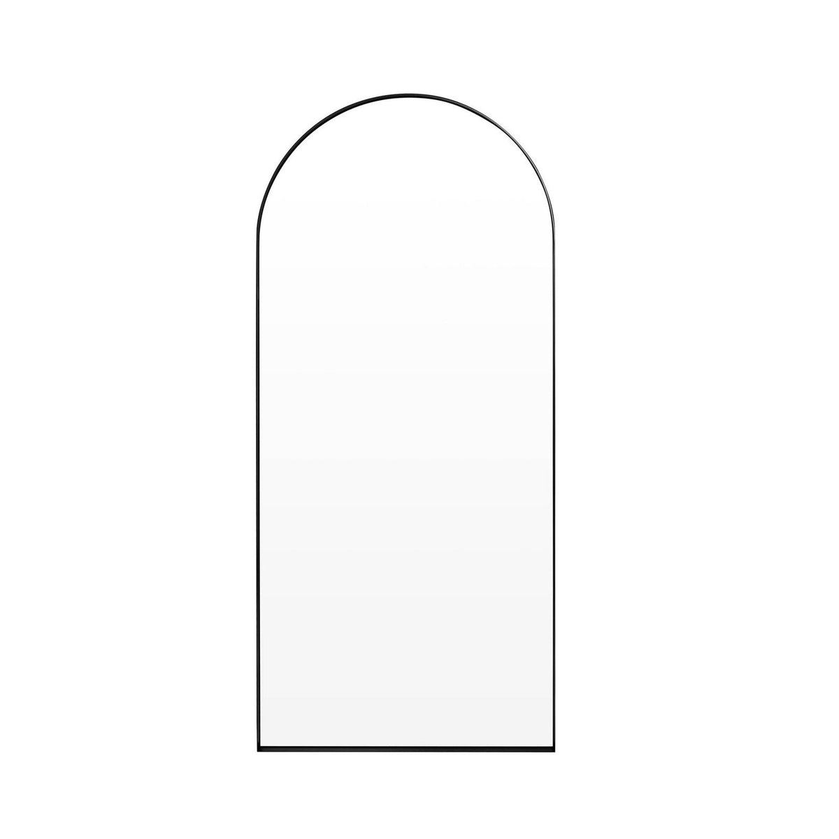 Black & Feather Arched Full Length Mirror - Black