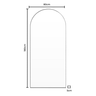 Black & Feather Arched Full Length Mirror - Black