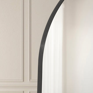 Black & Feather Arched Mantel Mirror - Black