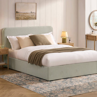 Black & Feather Ascot Ottoman Storage Bed - Sage Stripe