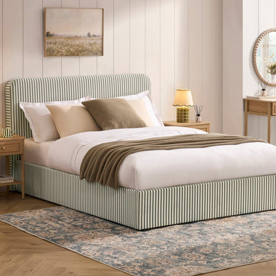 Black & Feather Ascot Ottoman Storage Bed - Sage Stripe