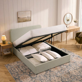 Black & Feather Ascot Ottoman Storage Bed - Sage Stripe