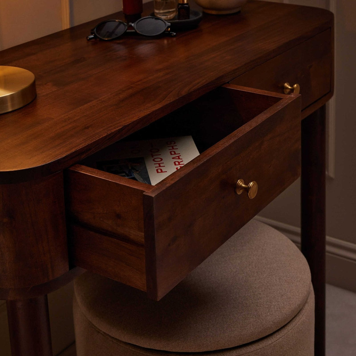Black & Feather Avery Acacia Wood Dressing Table Console - Walnut