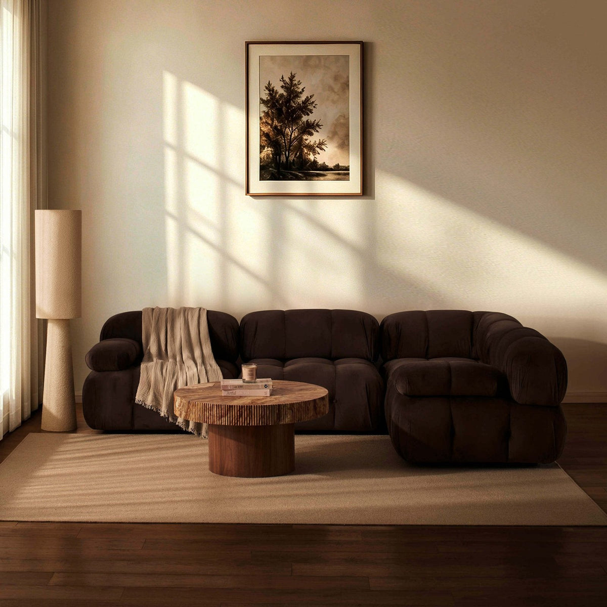 Black & Feather Bondi Small Right Hand L Shape Sofa - Cappuccino