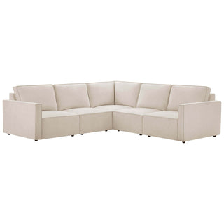 Black & Feather Brooklyn Slim Arm Large Left Hand Corner Sofa - Chenille Ivory