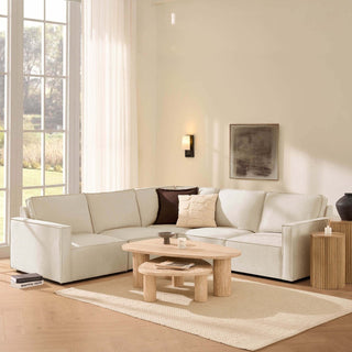 Black & Feather Brooklyn Slim Arm Large Left Hand Corner Sofa - Chenille Ivory