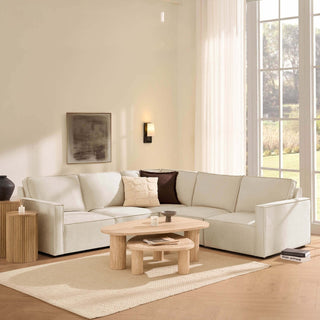 Black & Feather Brooklyn Slim Arm Large Right Hand Corner Sofa - Chenille Ivory