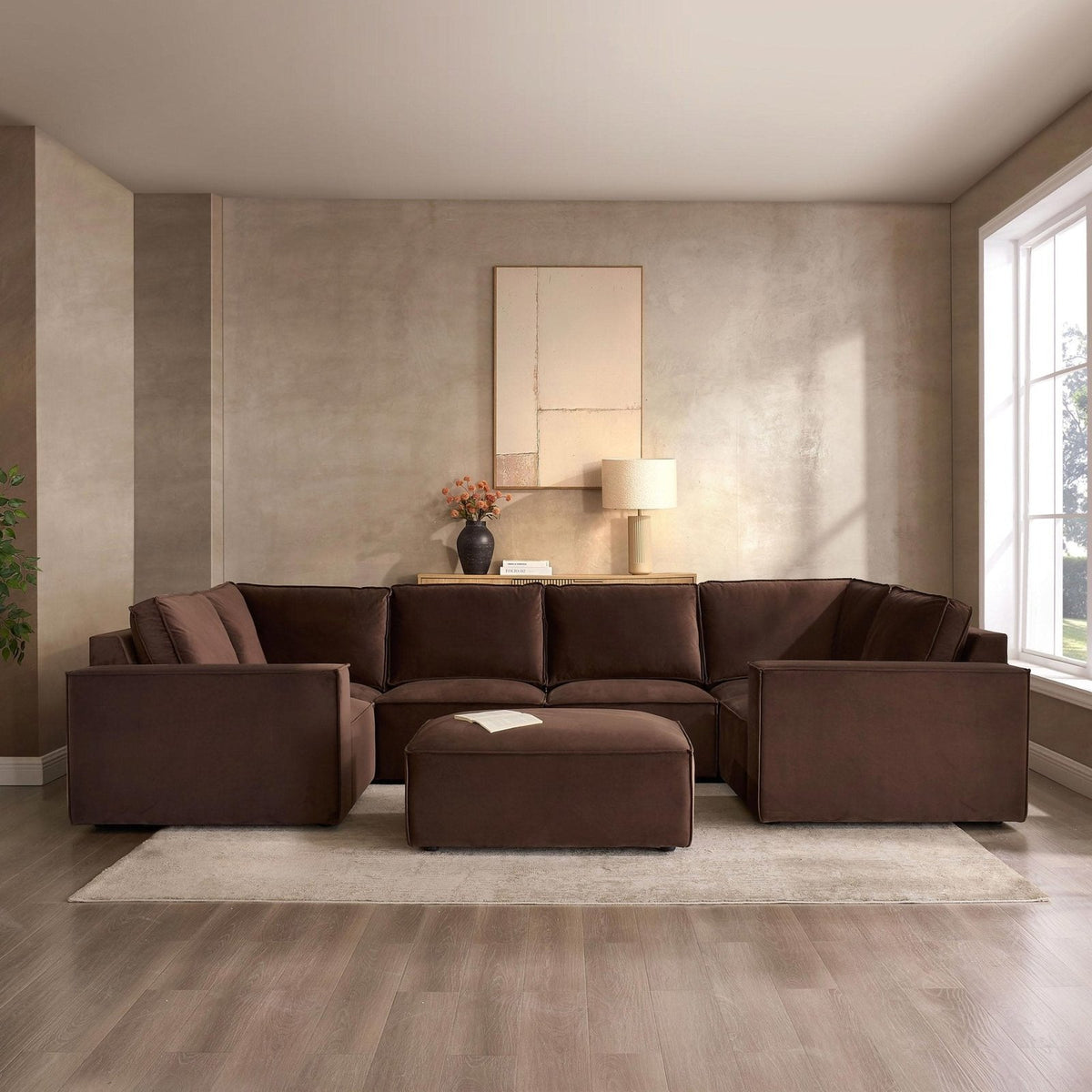 Black & Feather Brooklyn U-Shape Sofa - Cappuccino