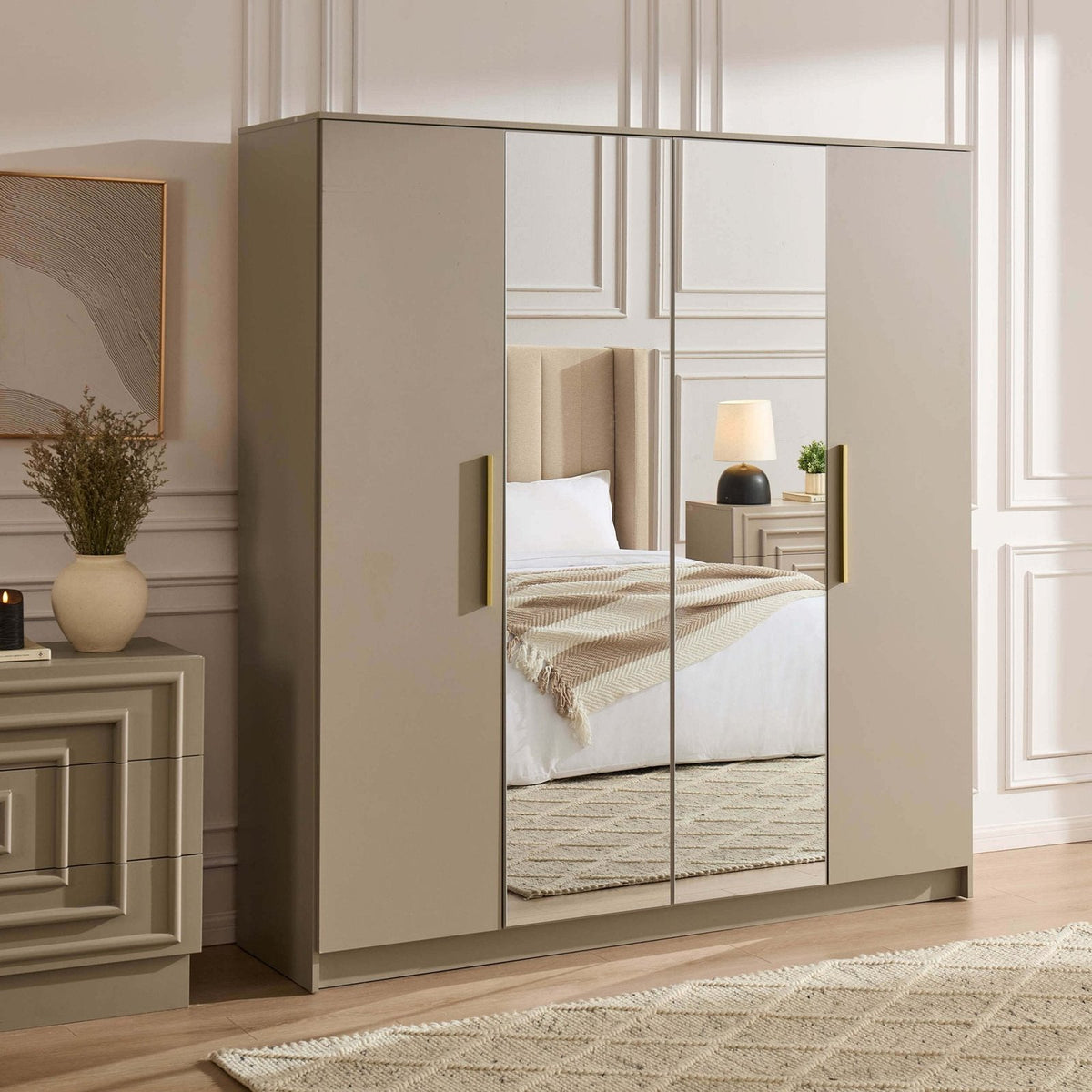 Black & Feather Darcey 4 Door Wardrobe - Taupe