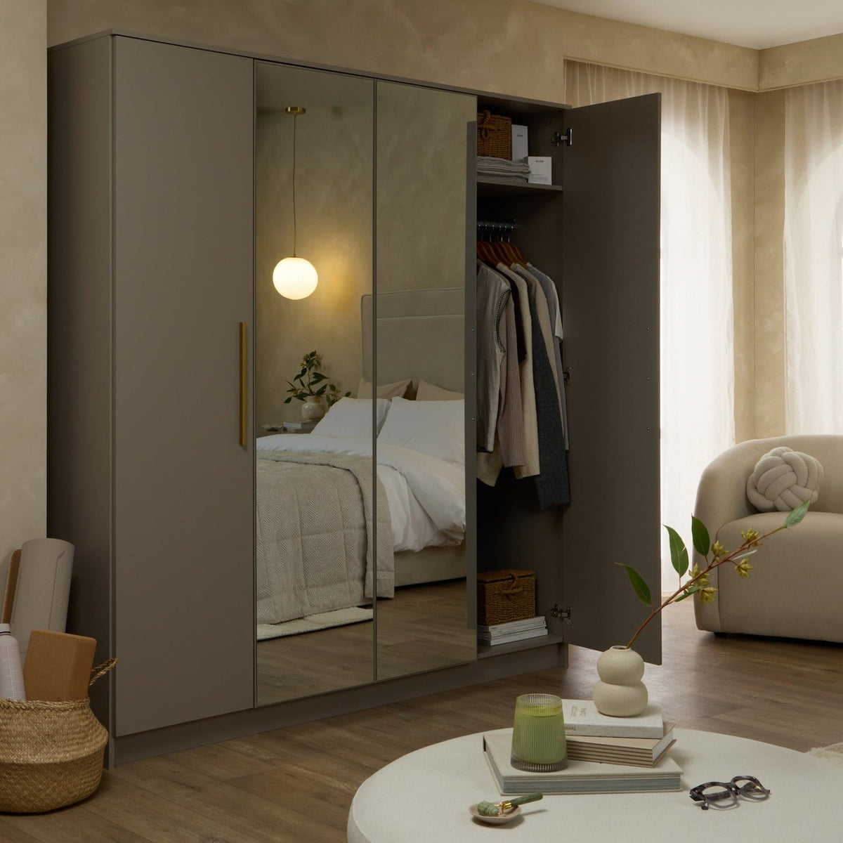 Black & Feather Darcey 4 Door Wardrobe - Taupe