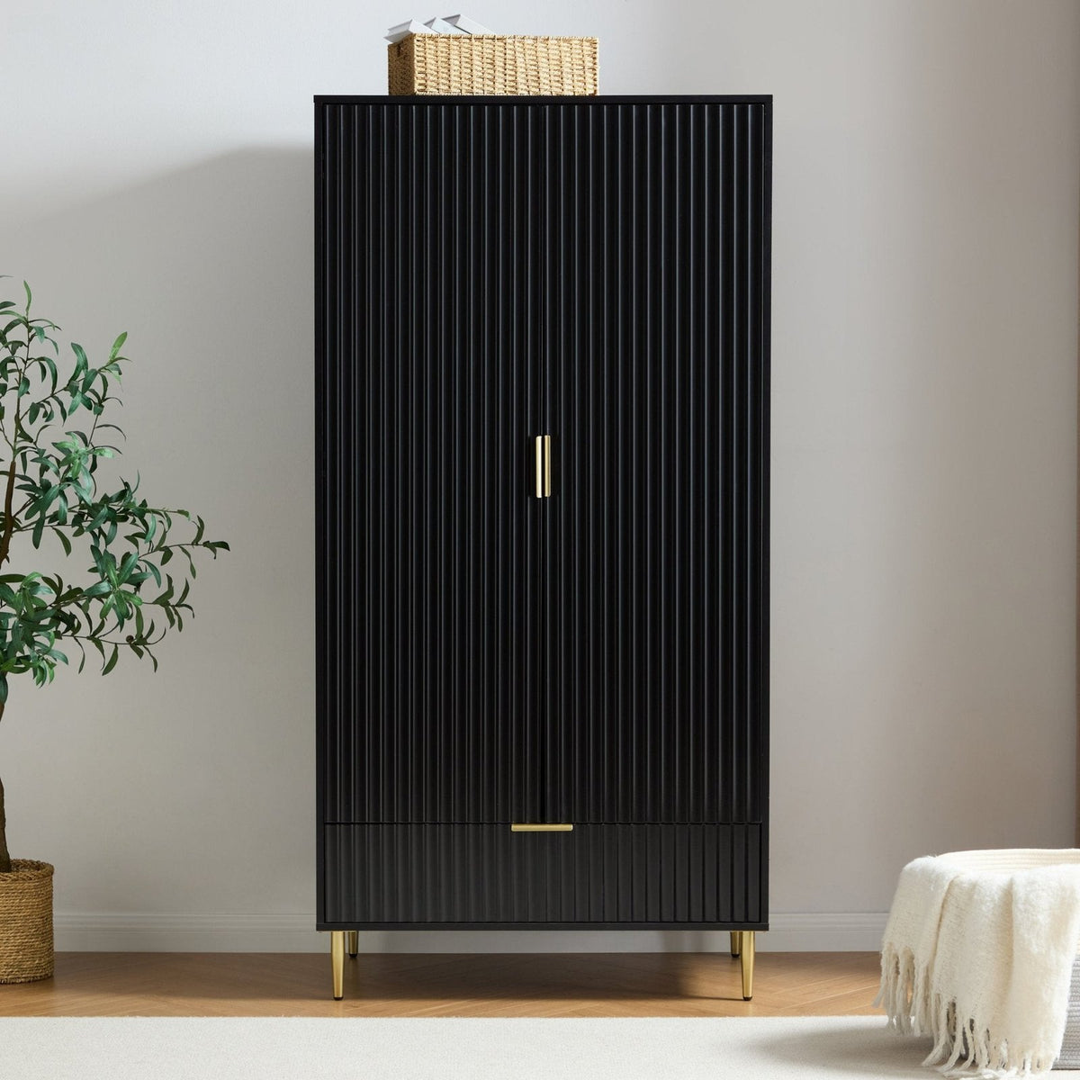 Black & Feather Evie 2 Door Wardrobe with Drawer - Black