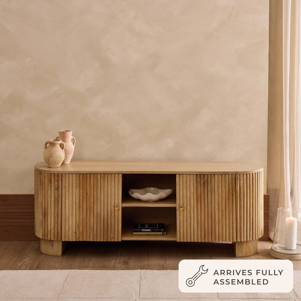 Black & Feather Finley Mango Wood Tv Unit for Tv Unit TVs up to 55" - Natural