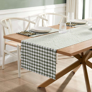 Black & Feather Gabriella Gingham Table Runner - Green