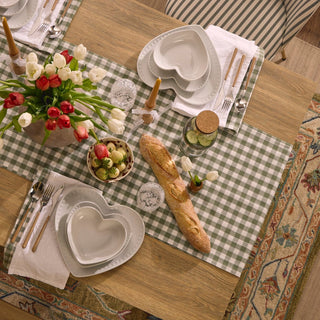 Black & Feather Gabriella Gingham Table Runner - Green