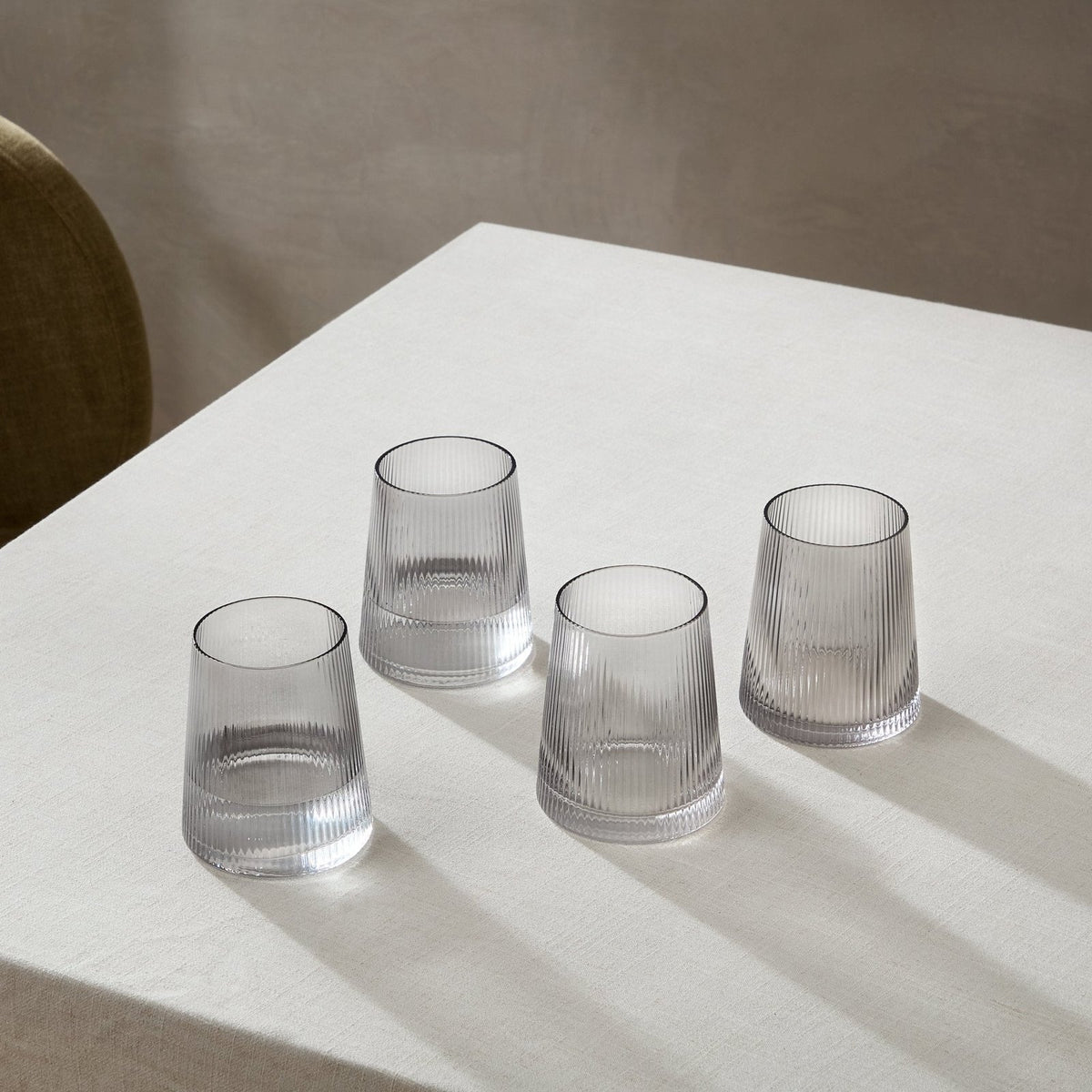 Black & Feather Gatsby Set of 4 Ripple Glass Tumblers - Smoked