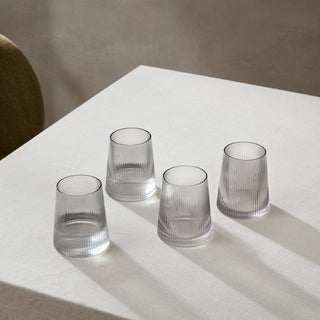 Black & Feather Gatsby Set of 4 Ripple Glass Tumblers - Smoked