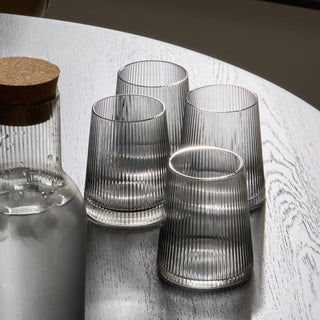 Black & Feather Gatsby Set of 4 Ripple Glass Tumblers - Smoked