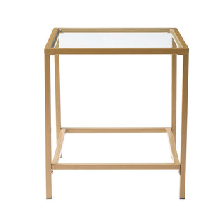 Black & Feather Glass Square Side Table - Gold