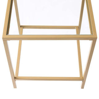 Black & Feather Glass Square Side Table - Gold