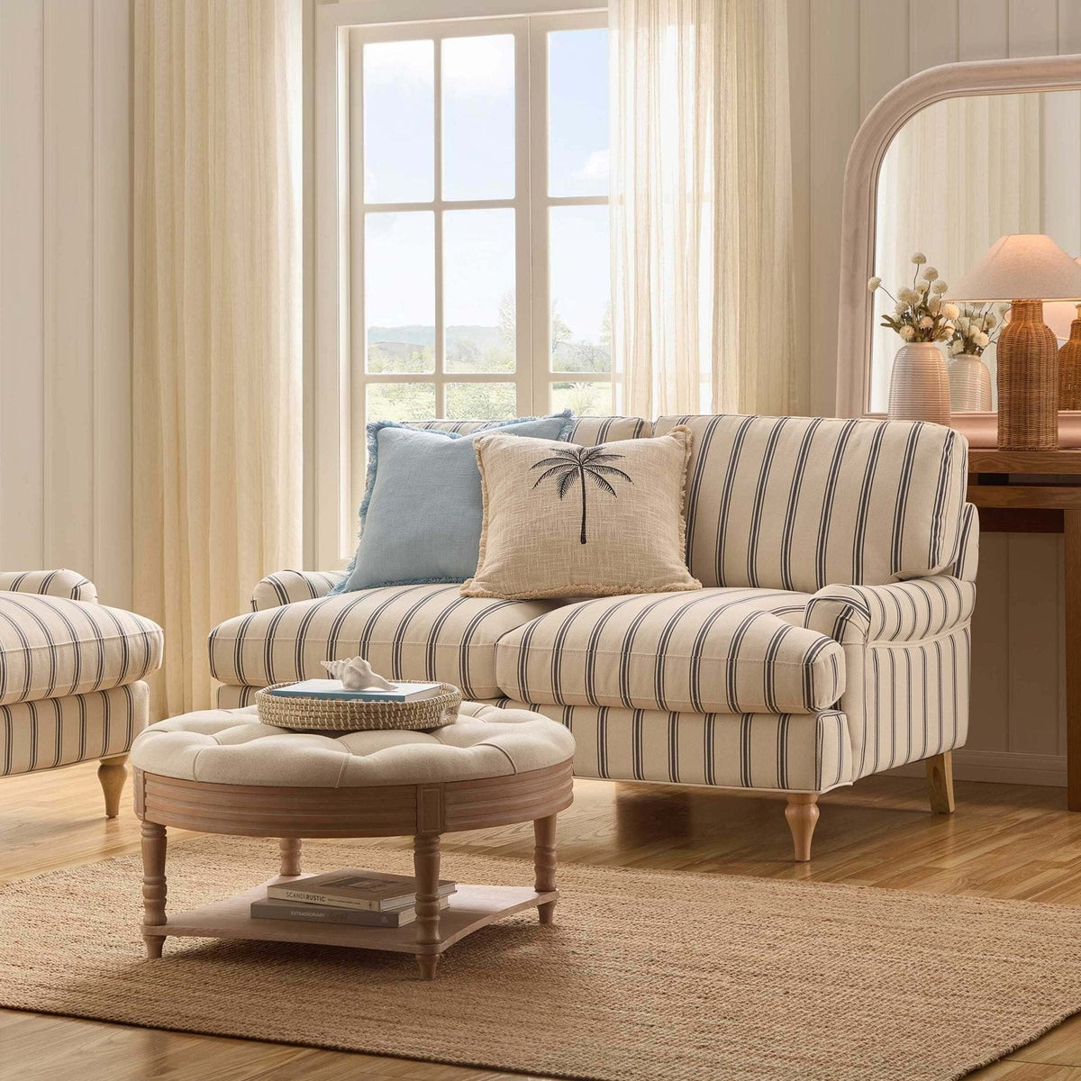 Black & Feather Hampshire 2 Seater Sofa - Blue Stripe