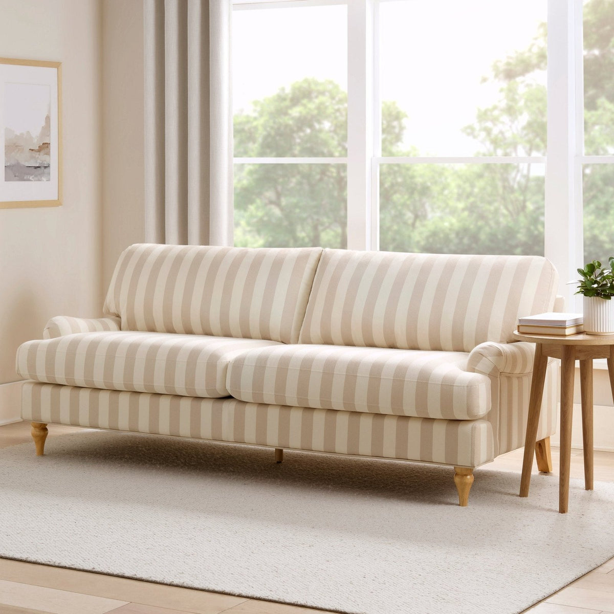 Black & Feather Hampshire 3 Seater Sofa - Natural Stripe