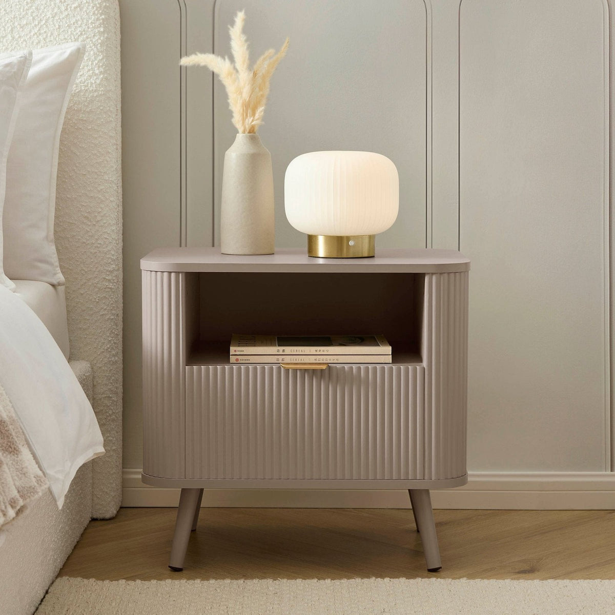 Black & Feather Hattie 1 Drawer Bedside with Shelf - Taupe