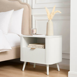 Black & Feather Hattie 1 Drawer Bedside with Shelf - Warm White