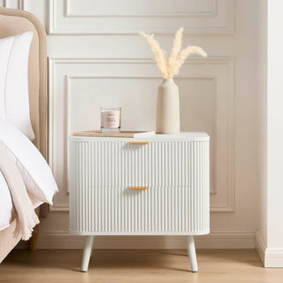 Black & Feather Hattie 2 Drawer Bedside Table - Warm White