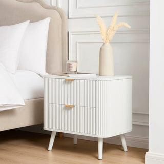 Black & Feather Hattie 2 Drawer Bedside Table - Warm White