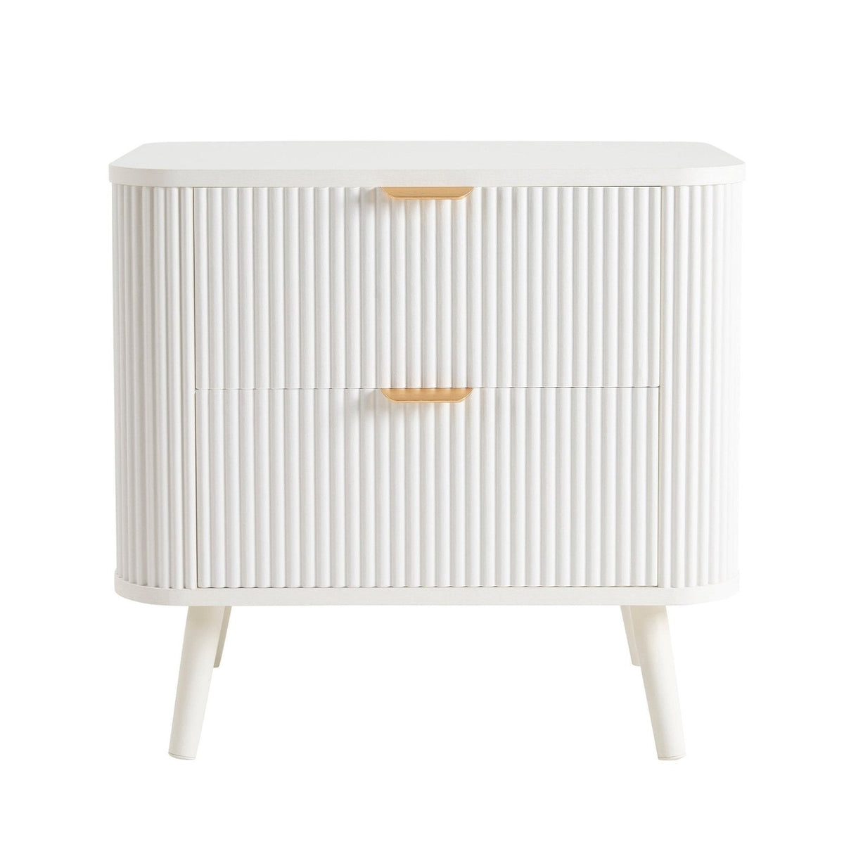 Black & Feather Hattie 2 Drawer Bedside Table - Warm White