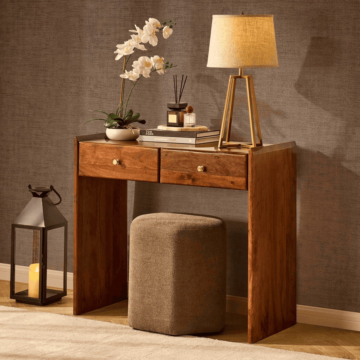 Black & Feather Kirsten Stool - Chenille Mushroom