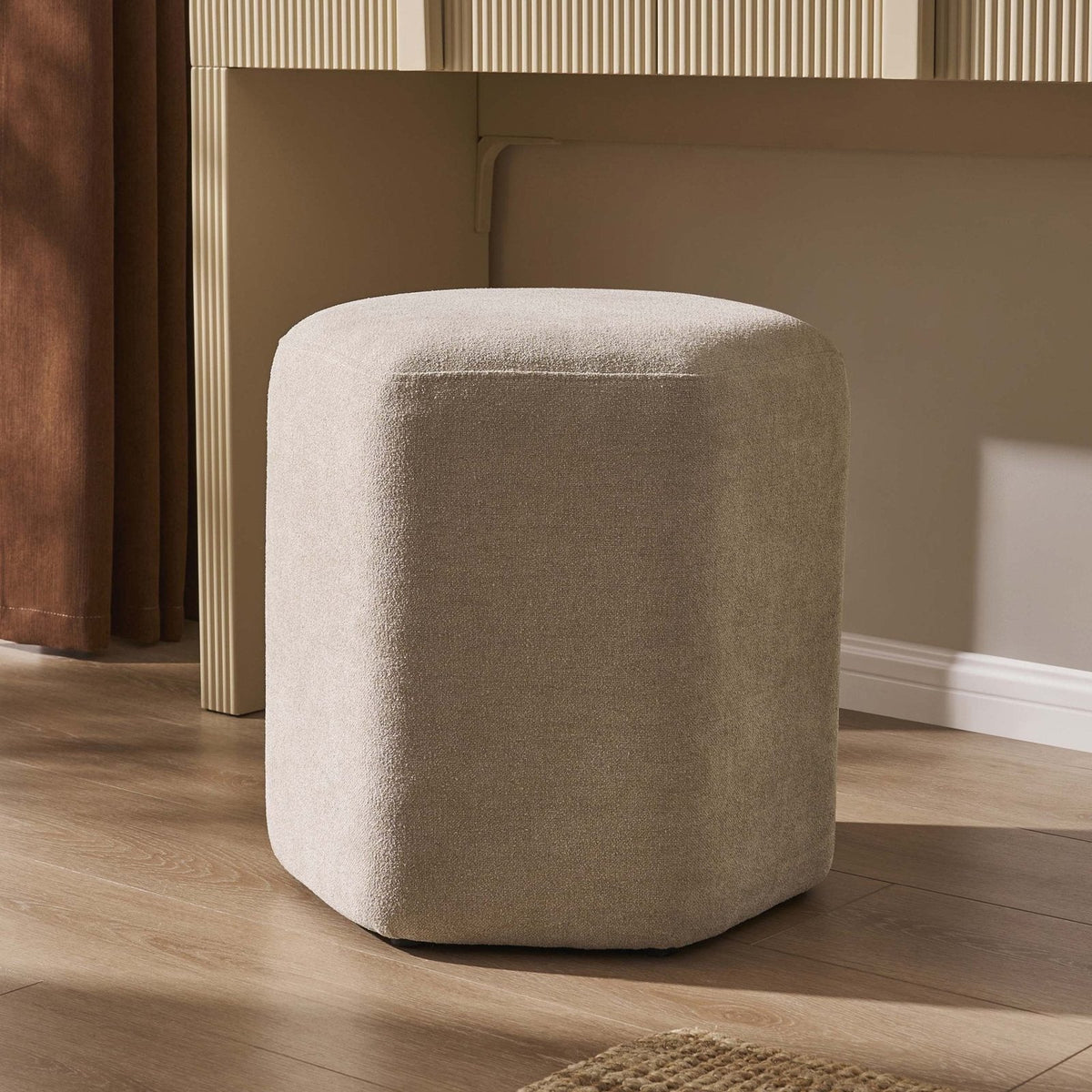 Black & Feather Kirsten Stool - Chenille Oatmeal