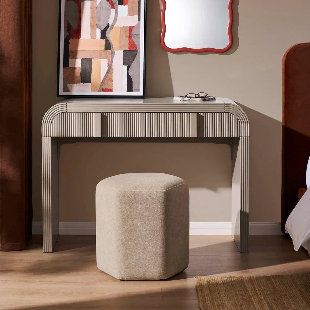Black & Feather Kirsten Stool - Chenille Oatmeal