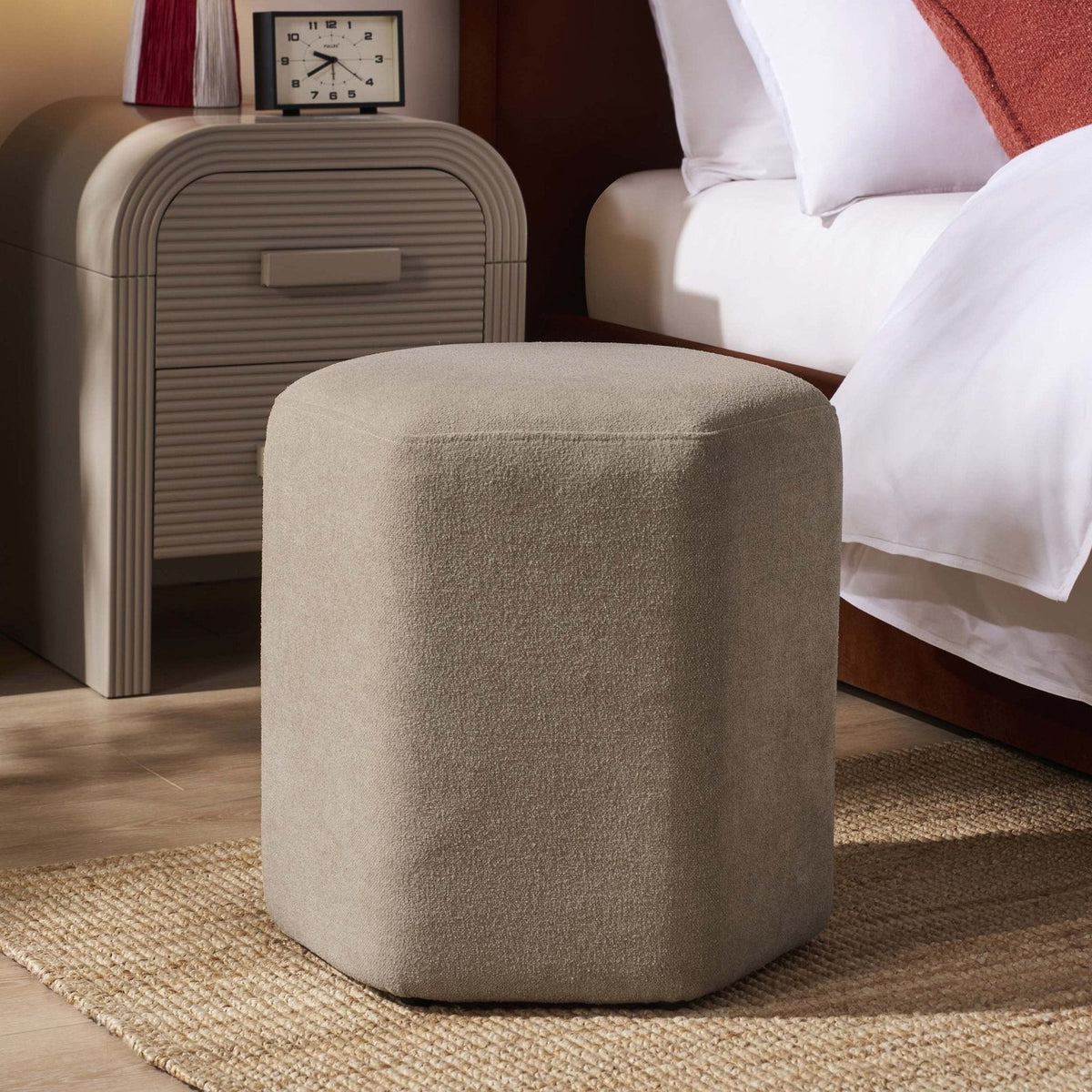 Black & Feather Kirsten Stool - Chenille Oatmeal