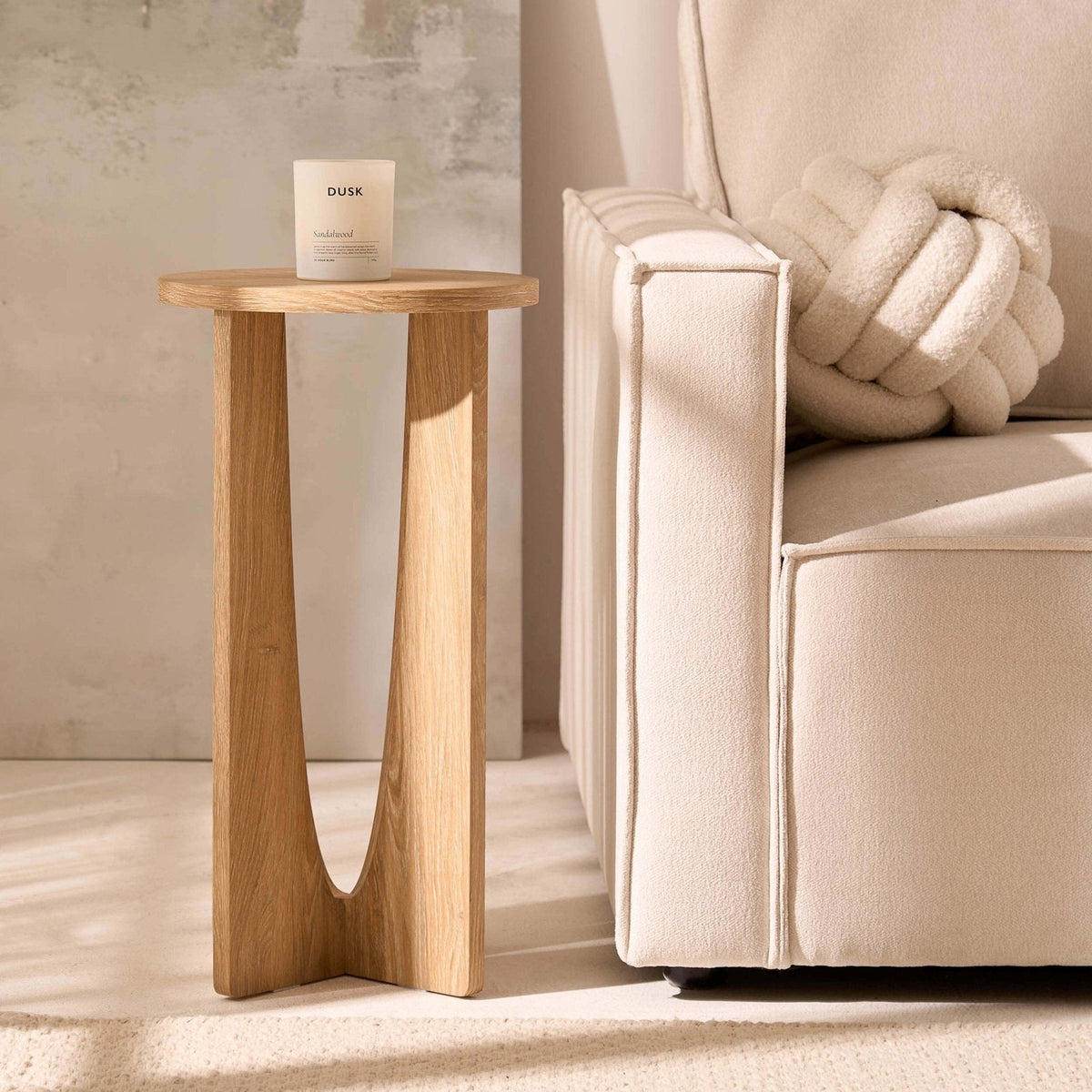 Black & Feather Lana Round Side Table - Light Wood
