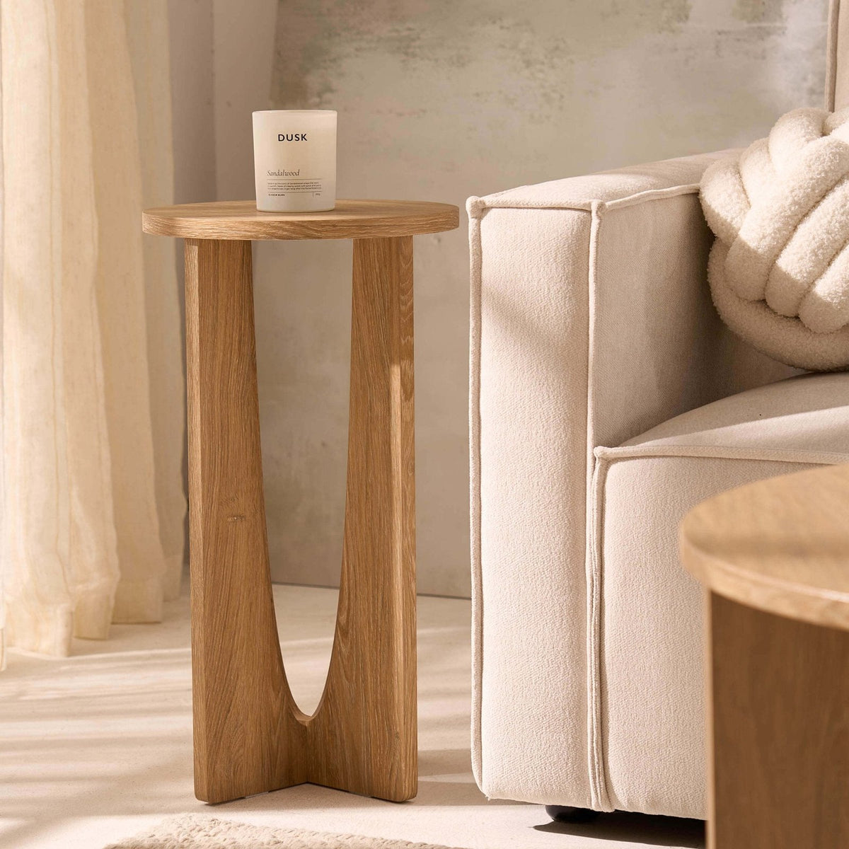 Black & Feather Lana Round Side Table - Light Wood