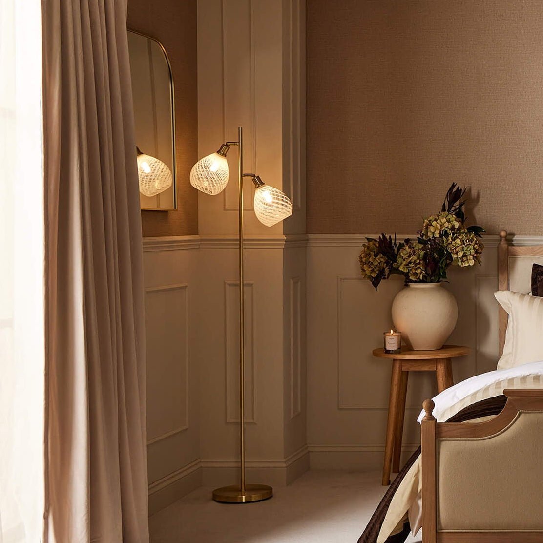 Black & Feather Laylah Glass Shade Floor Lamp - Gold